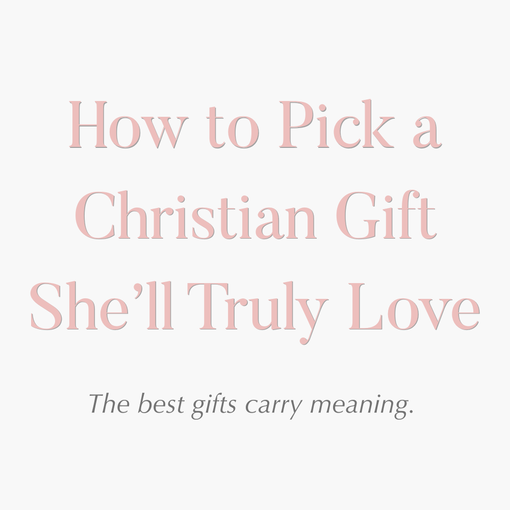 Soft pink faith-based blog graphic with the title “How to Choose a Christian Gift She’ll Actually Wear” for women seeking meaningful Christian jewelry