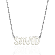 SAVED Necklace with Bubble Font & Colorful Enamel
