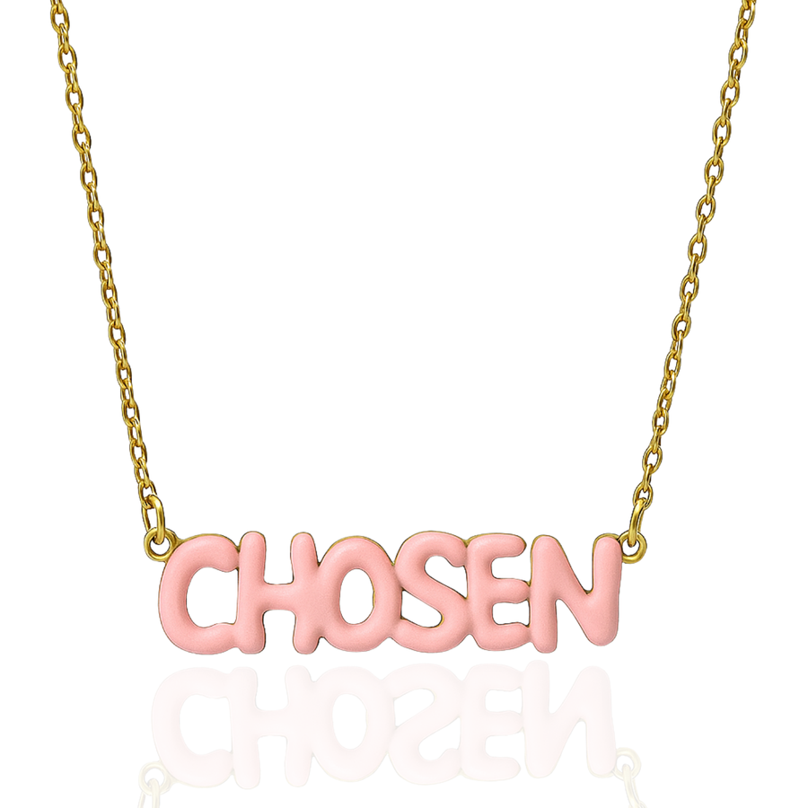 CHOSEN Necklace with Bubble Font & Colorful Enamel