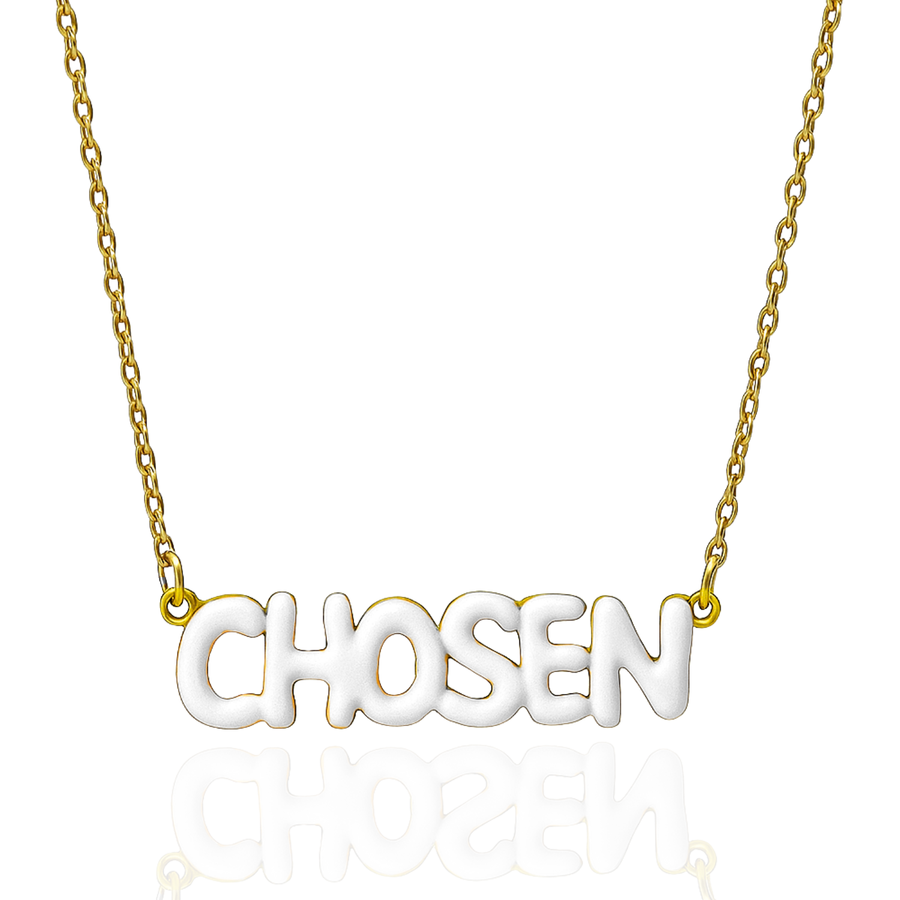 CHOSEN Necklace with Bubble Font & Colorful Enamel