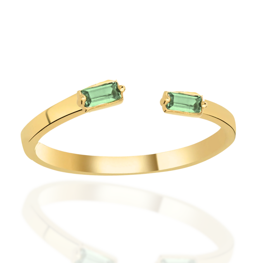 Double Gem Ring Gold and Silver