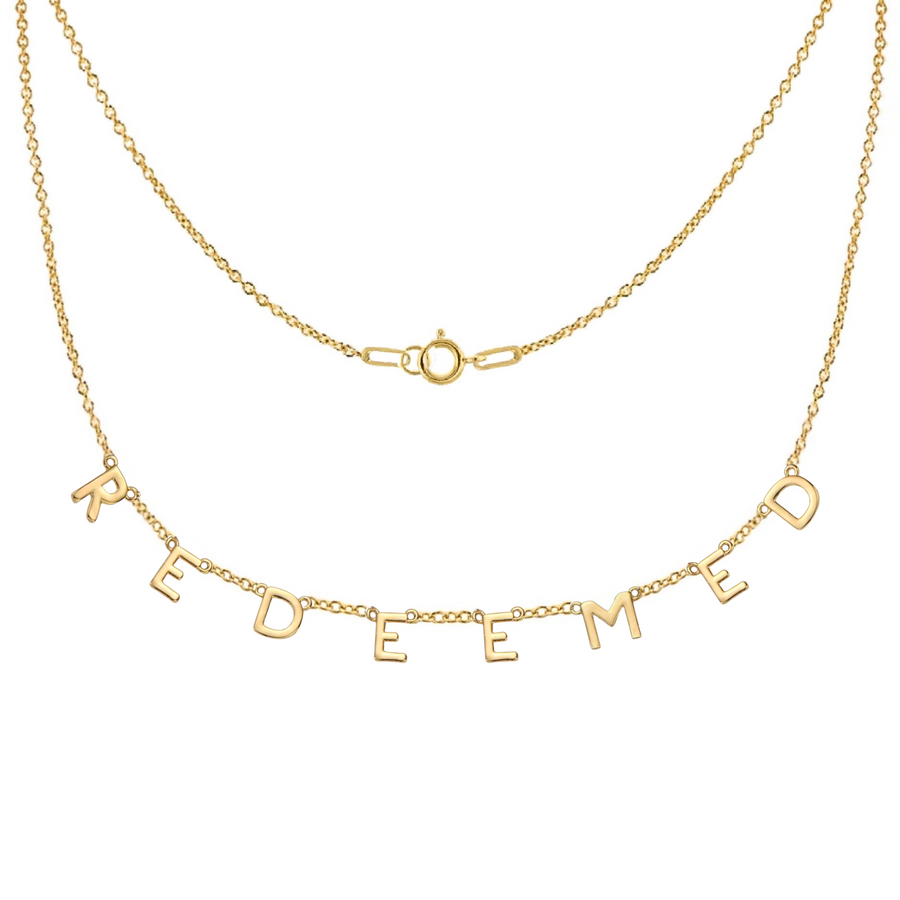 REDEEMED Demi-Fine Letter Necklace in Gold and Silver (Pre-Order Ships in 1-2 Weeks)