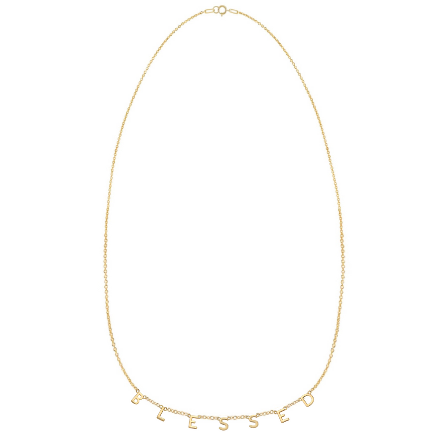 BLESSED Demi-Fine Letter Necklace in Gold and Silver