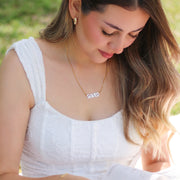 SAVED Necklace with Bubble Font & Colorful Enamel