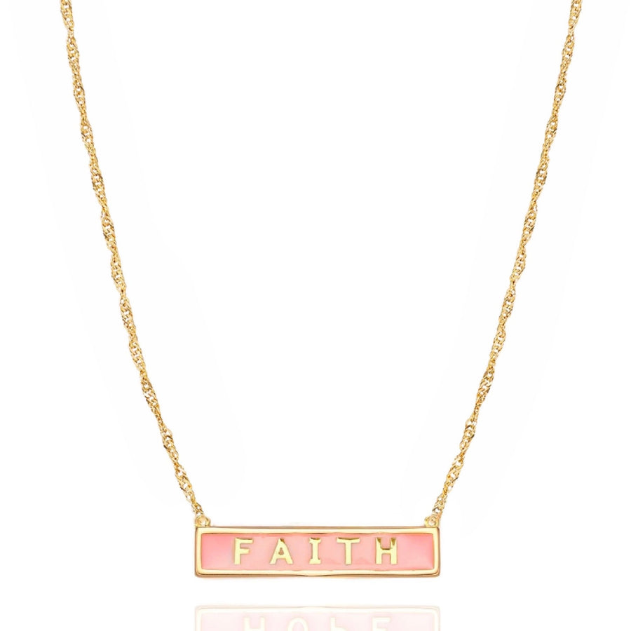 Faith Bar Necklace in Pink