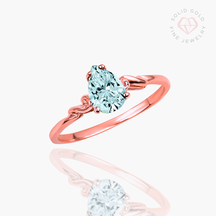 Delivered Tears Ring- 10k/14k Solid Yellow Gold, White Gold & Rose Gold