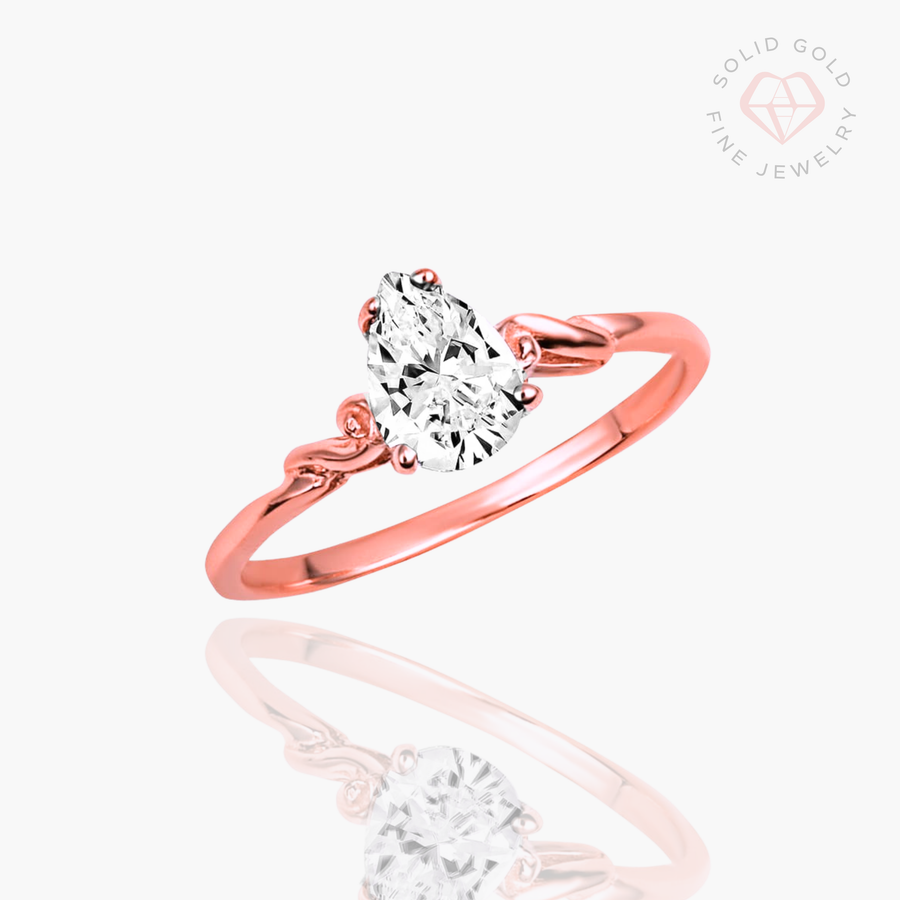 Delivered Tears Ring- 10k/14k Solid Yellow Gold, White Gold & Rose Gold