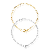 Mini Paperclip Chain Anklet in Gold and Silver