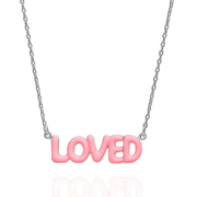 LOVED Necklace with Bubble Font & Colorful Enamel