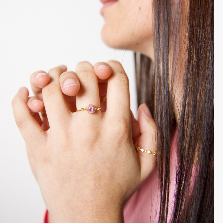 Delivered Tears Ring- 10k/14k Solid Yellow Gold, White Gold & Rose Gold