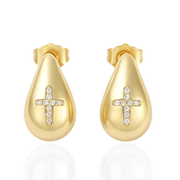 Teardrop Cross Stud Earrings