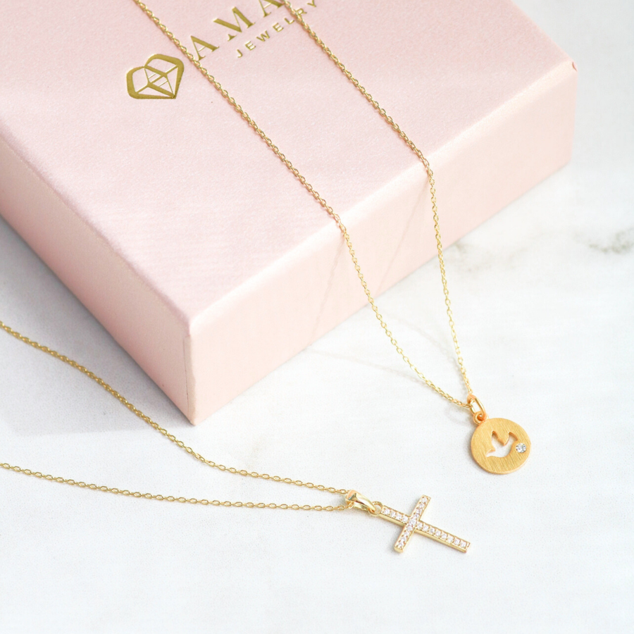 Matthew 3:16 Dove Necklace- Gold Vermeil, Sterling Silver & Rose Gold