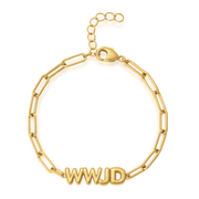 WWJD Paperclip Bracelet in Gold and Silver