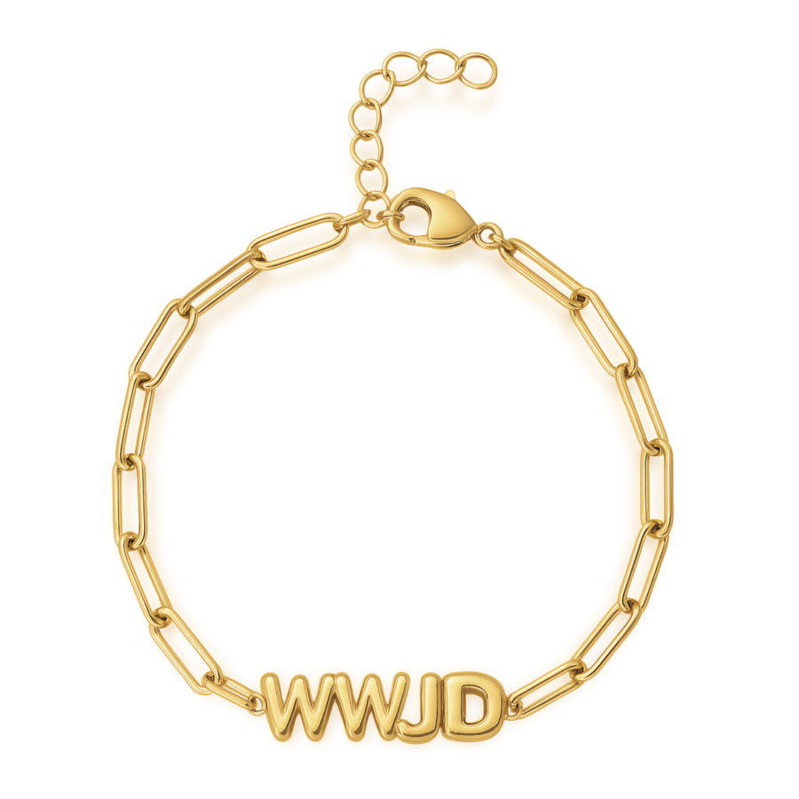 WWJD Paperclip Bracelet in Gold and Silver