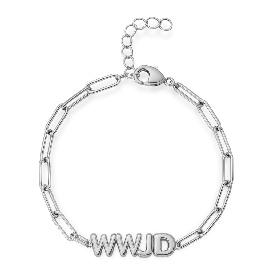 WWJD Paperclip Bracelet in Gold and Silver