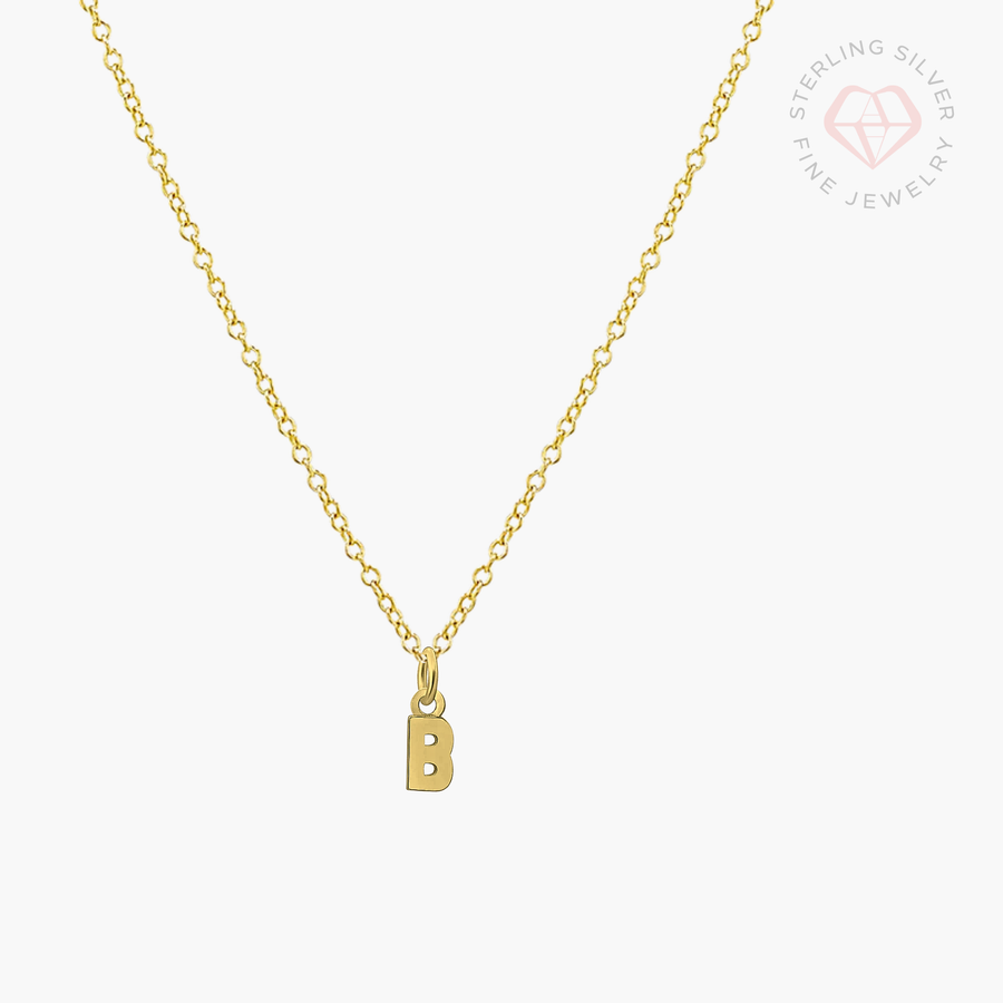Mini Initial Necklace- Gold Vermeil & Sterling Silver