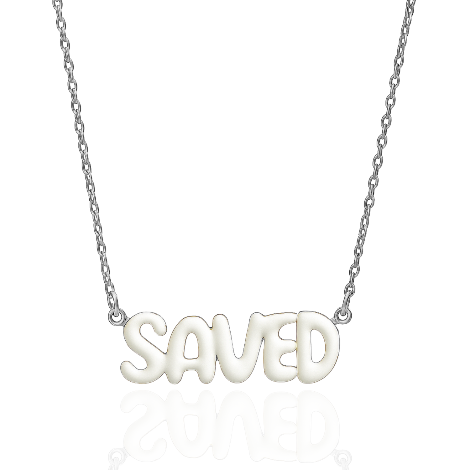 SAVED Necklace with Bubble Font & Colorful Enamel