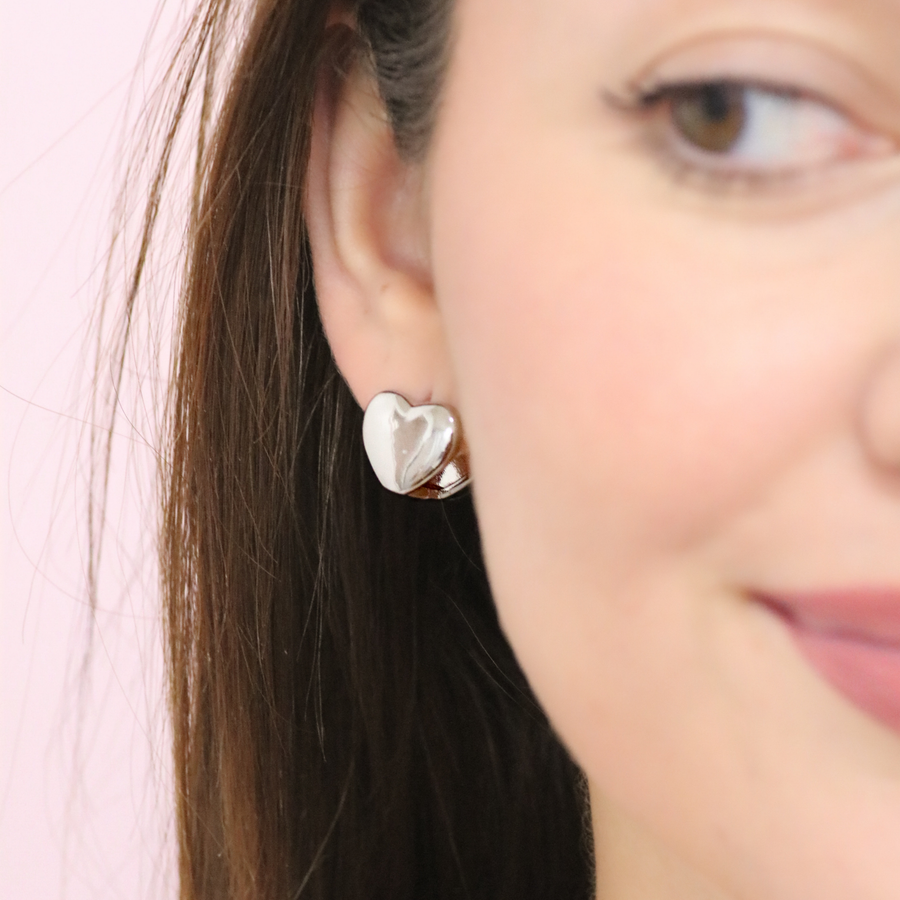 Chucky Heart Hoops in Silver
