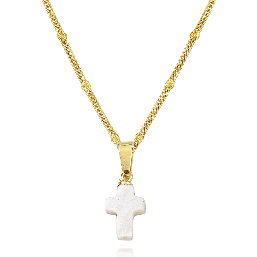 Simple Grace Pearl Cross Necklace