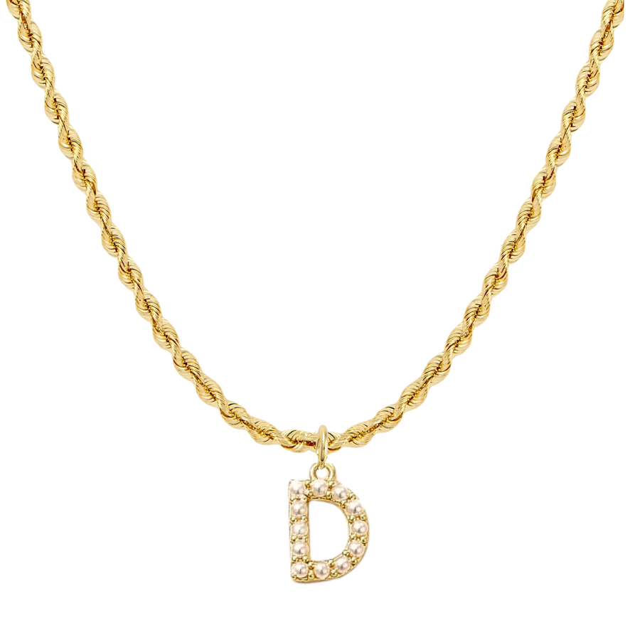 Pearly Initial Heart Necklace in Gold & Silver