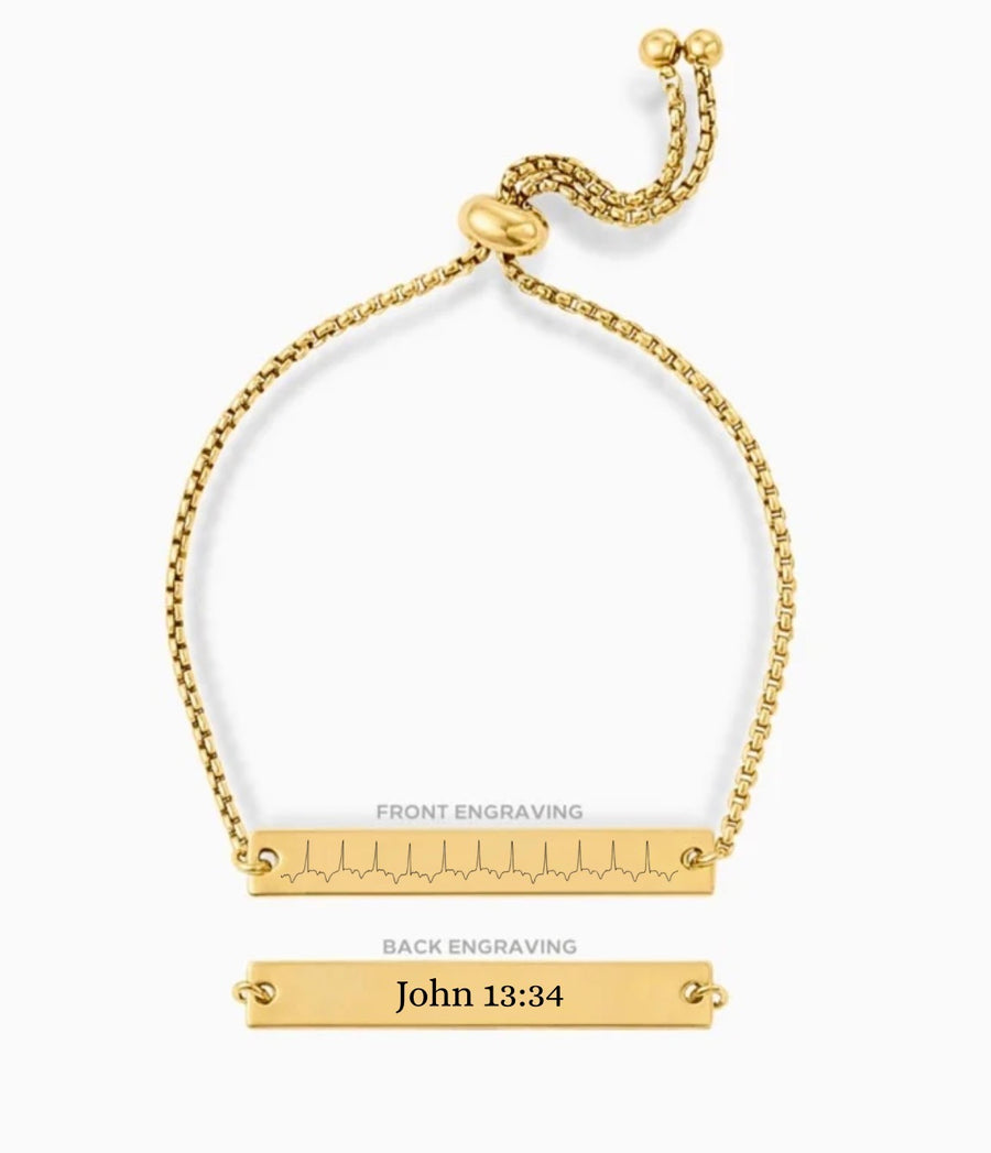 Custom EKG bracelet with John 13:34 (Alice font)