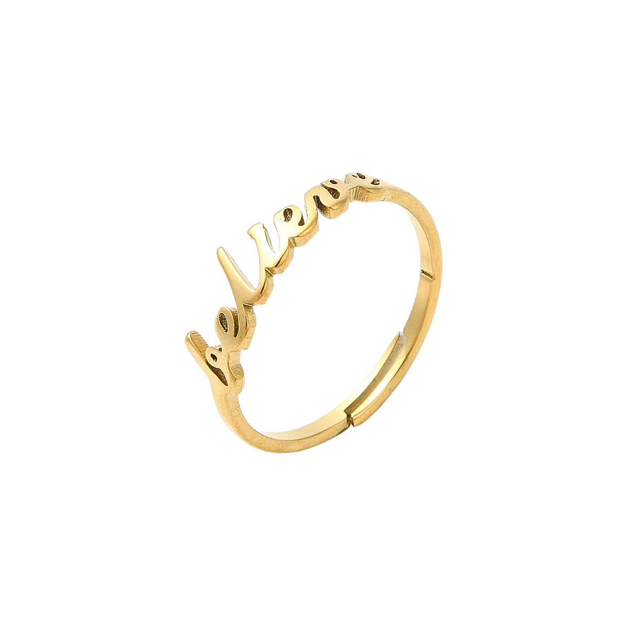 Believe Adjustable Ring Gold and Silver