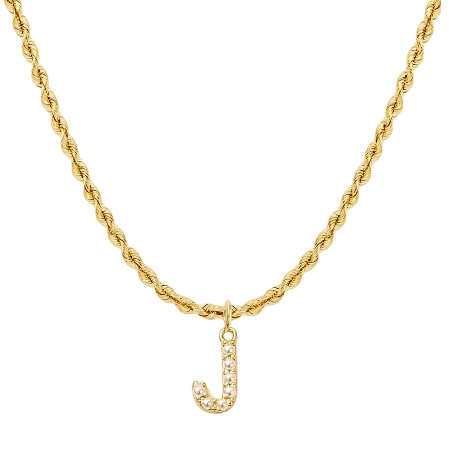 Pearly Initial Heart Necklace in Gold & Silver