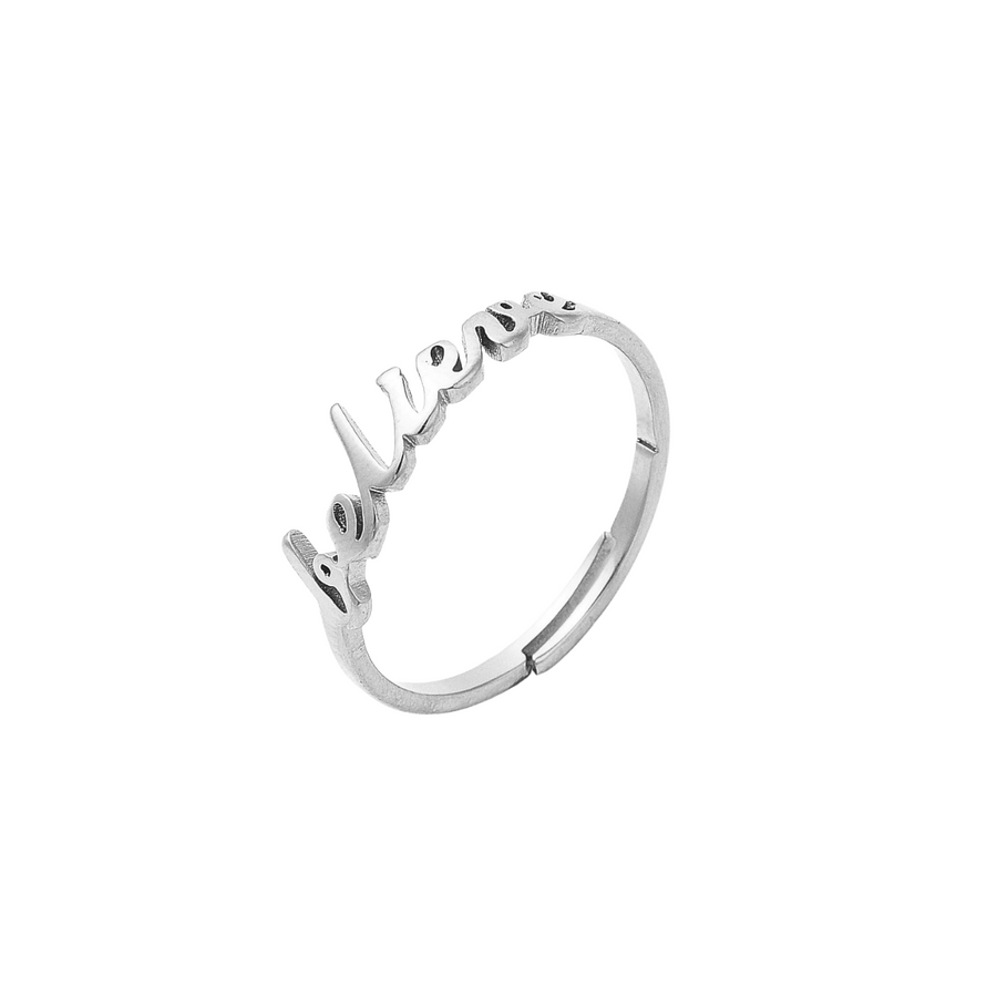 Believe Adjustable Ring Gold and Silver