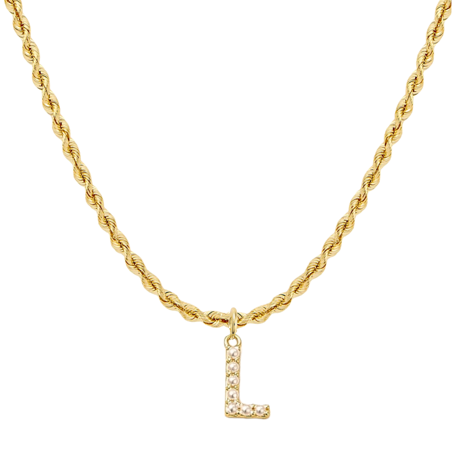 Pearly Initial Heart Necklace in Gold & Silver