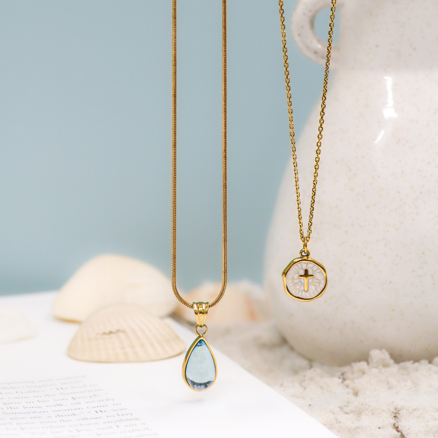 John 4:14 White Enamel Necklace