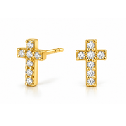 Tiny Cross Stud Earrings in Gold & Silver