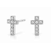 Tiny Cross Stud Earrings in Gold & Silver