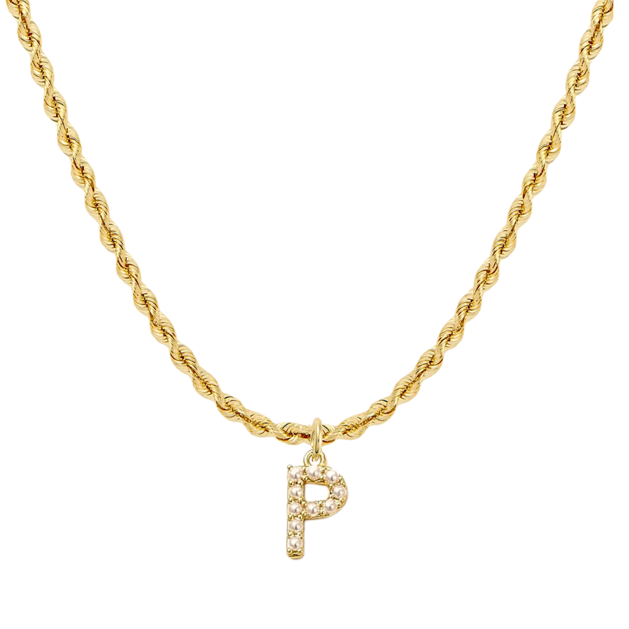 Pearly Initial Heart Necklace in Gold & Silver