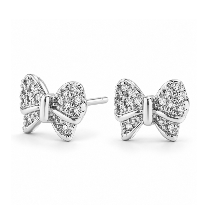 Cute Bow Stud Earrings in Gold & Silver