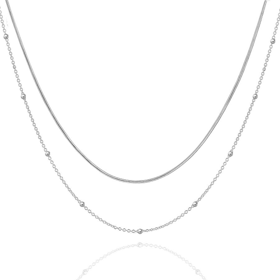 Double Bubble Layering Necklace in Gold and Silver
