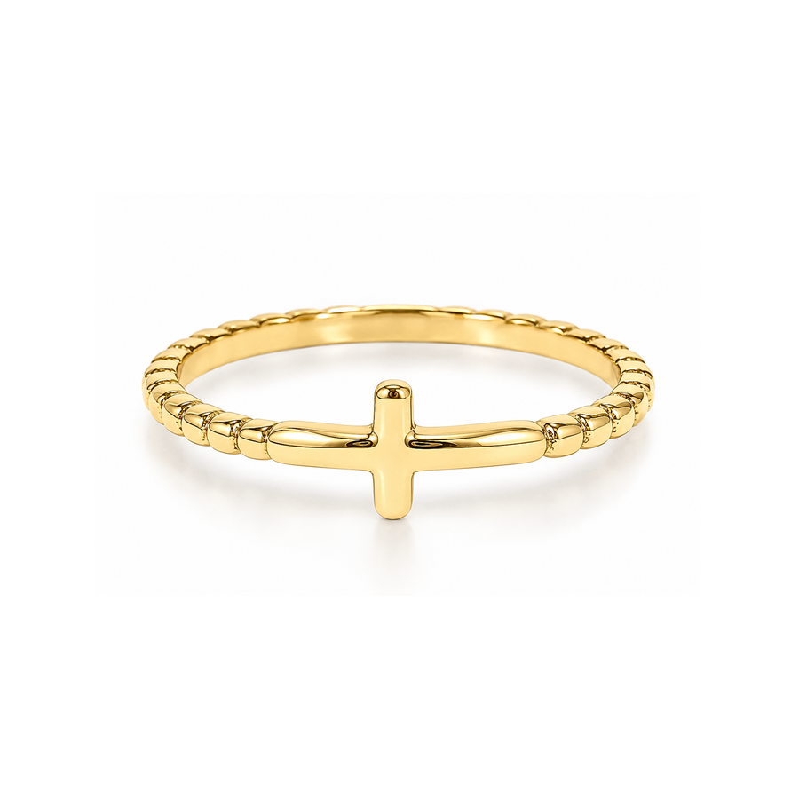 My Savior Lives Cross Ring Gold and Silver