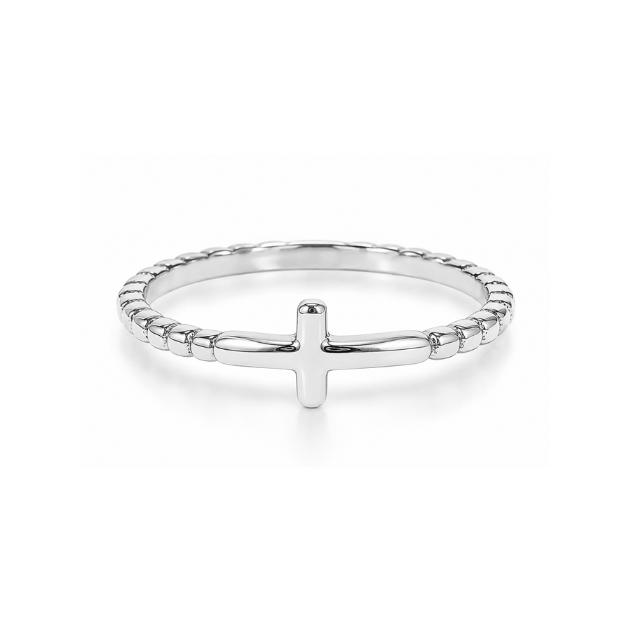 My Savior Lives Cross Ring Gold and Silver
