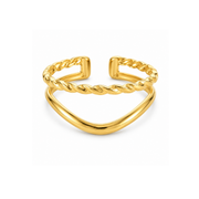 Double Twisted Adjustable Ring in Gold or Silver