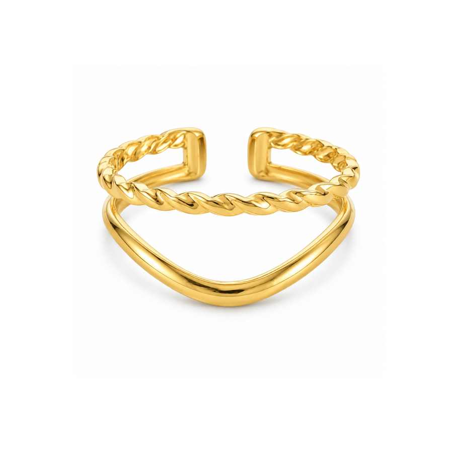 Double Twisted Adjustable Ring in Gold or Silver