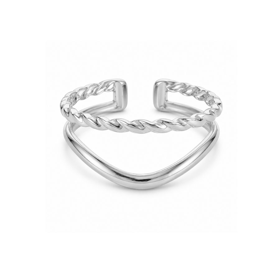 Double Twisted Adjustable Ring in Gold or Silver