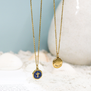 John 4:14 Blue Enamel Necklace