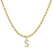 Pearly Initial Heart Necklace in Gold & Silver