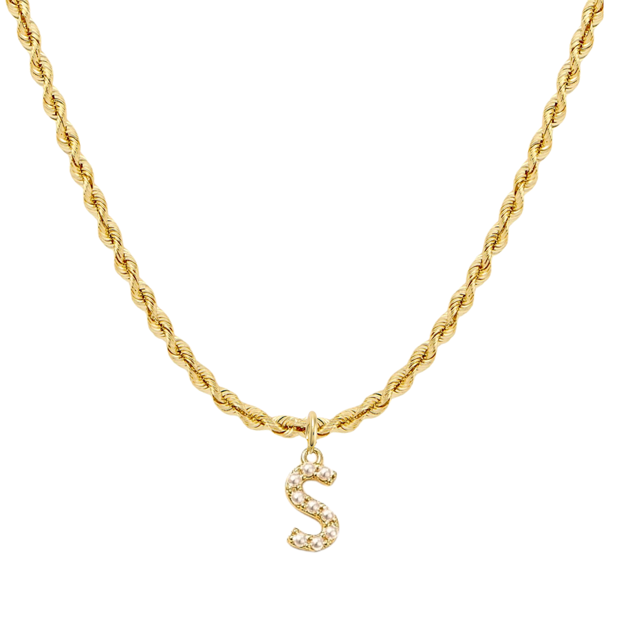 Pearly Initial Heart Necklace in Gold & Silver