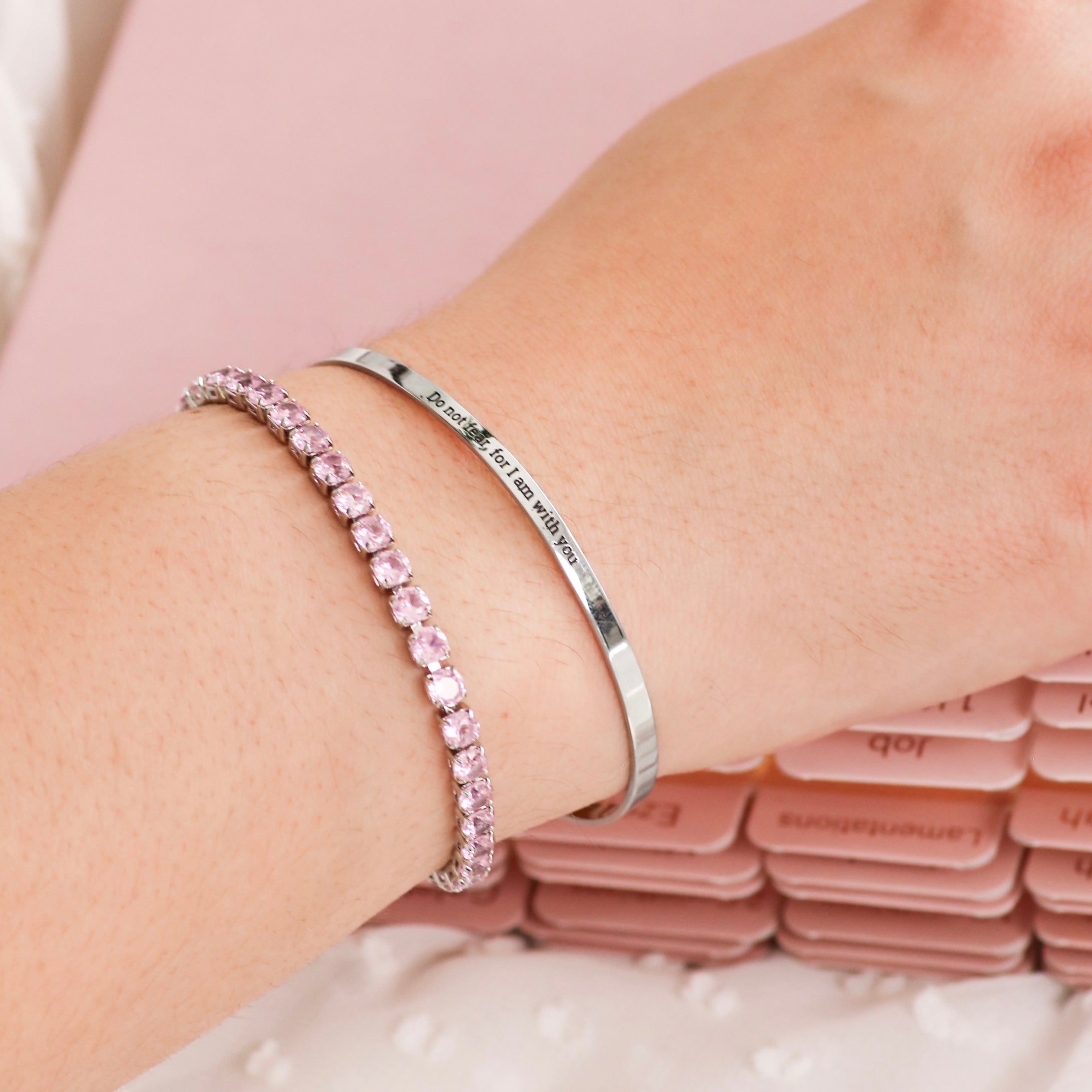 'Do not fear, for I am with you' Adjustable Bangle in Gold, Silver, and Rose Gold