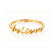 Believe Adjustable Ring in Gold and Silver