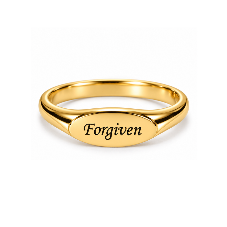 Forgiven Signet Ring in Gold, Silver & Rose Gold