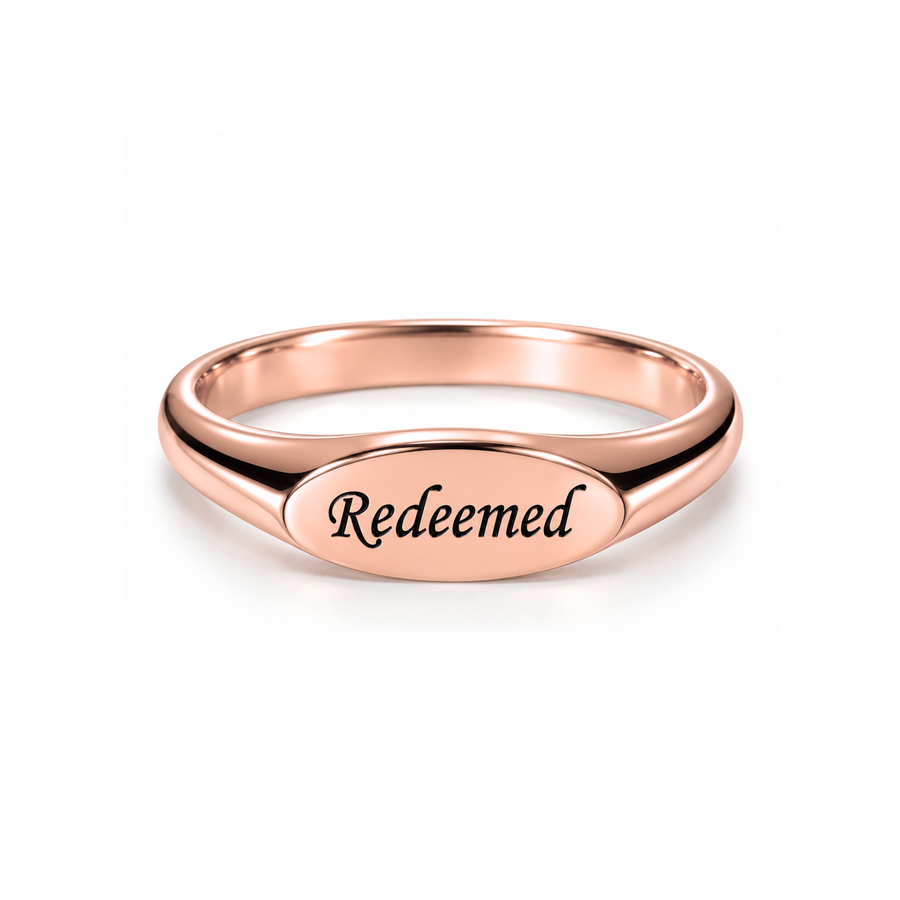 Redeemed Signet Ring in Gold, Silver & Rose Gold (Made to Order Ships in 2-3 weeks)