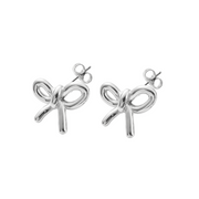 Bows of Devotion Stud Earrings in Silver