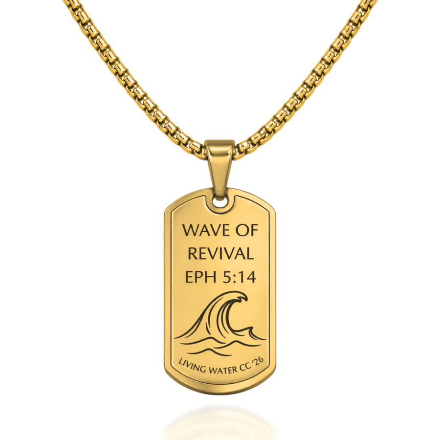'Wave of Revival' (Ephesians 5:14) Mens Necklace in Gold & Silver