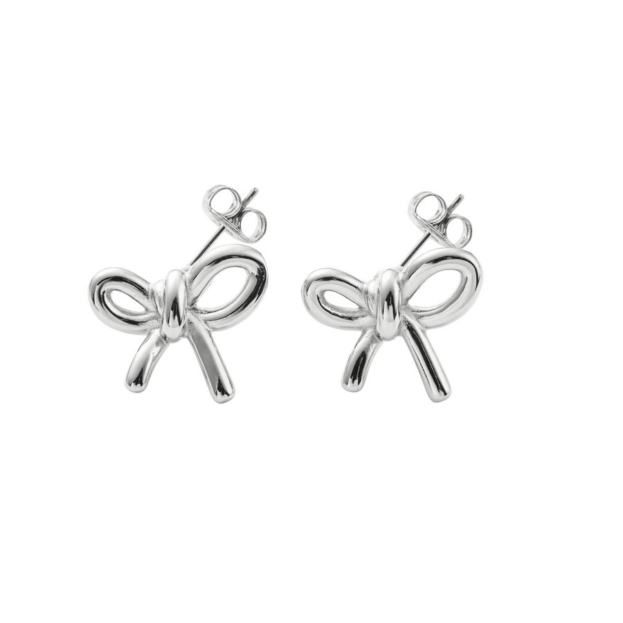 Bows of Devotion Stud Earrings in Silver